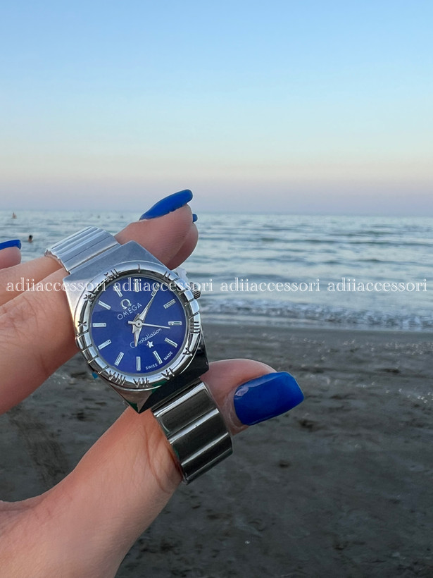 ساعت مچی دخترانه امگا صفحه آبی